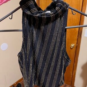 Black and Gold Striped Sleeveless Top